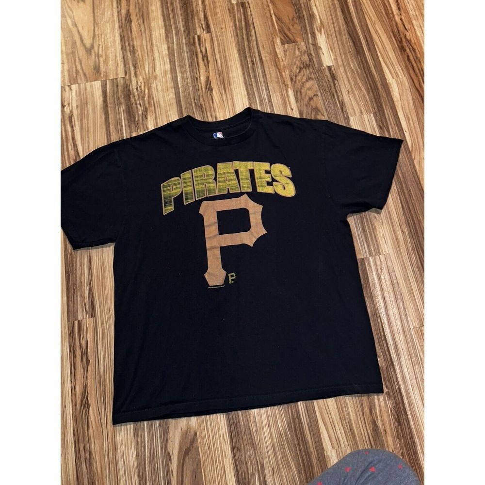 Pittsburgh Pirates Men's T Shirt Graphic Tee Sz XL Black Yellow Baseball MLB